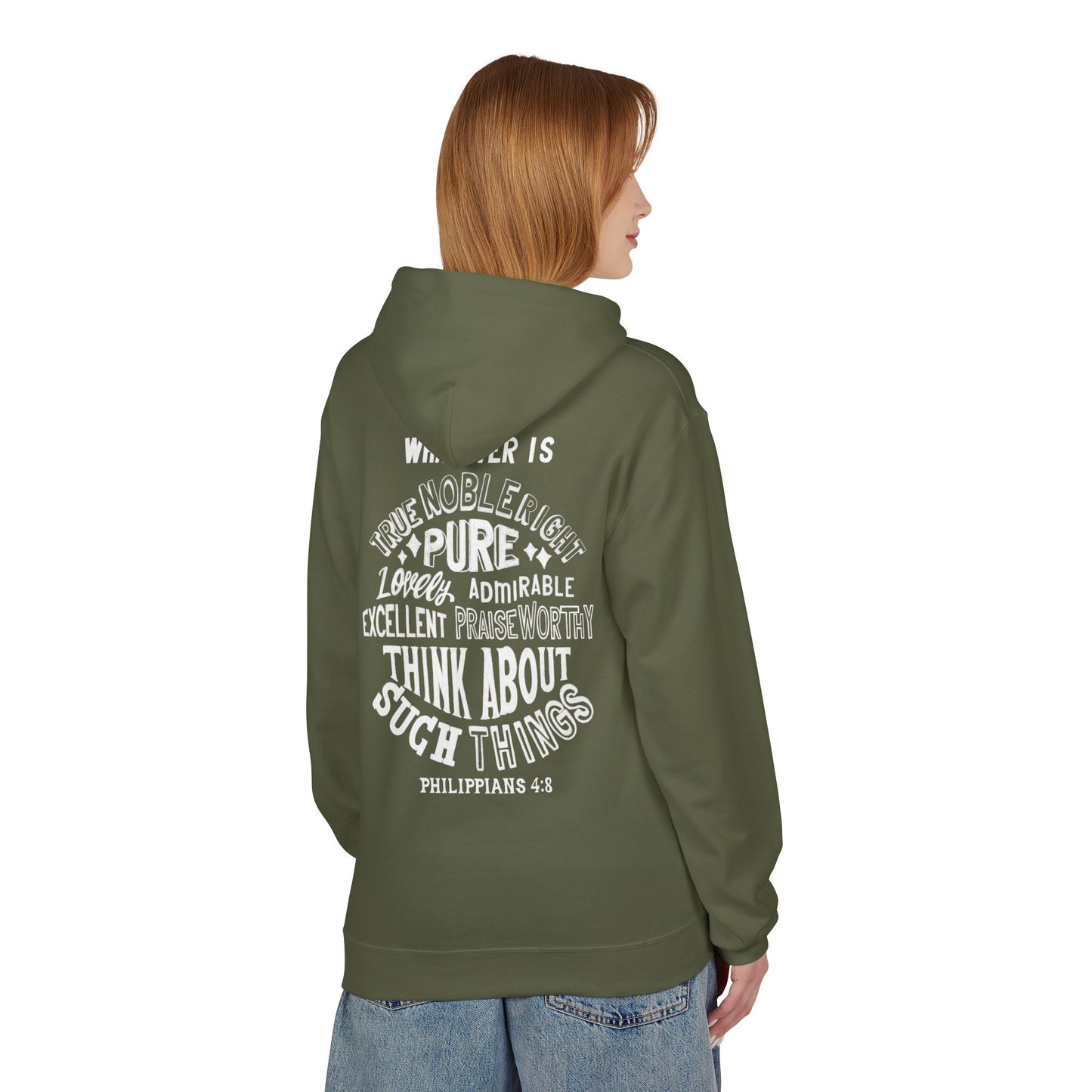 Philippians 4:8 Christian Hoodie For Men And Women Softstyle Fleece Hoodie