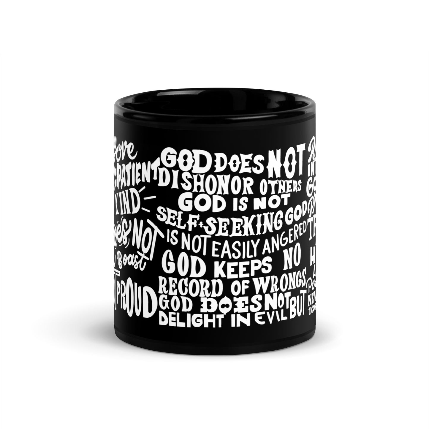 God Is Patient Christian Bible Verse Mug Gift For Him or Her Black Glossy Mug Bible verse christian art Christian gift Christian Gifts Coffee Mug gift for family gifts for dad gifts for her gifts for him Gifts for mom Mug religious gift Kadosh Life