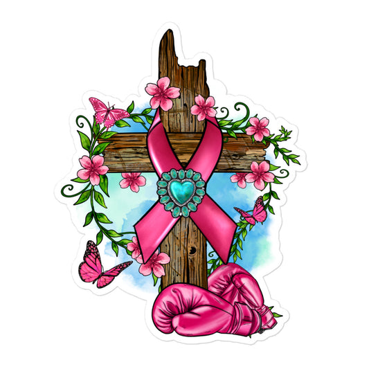 Breast Cancer Awareness Cross Christian Sticker Kadosh Life