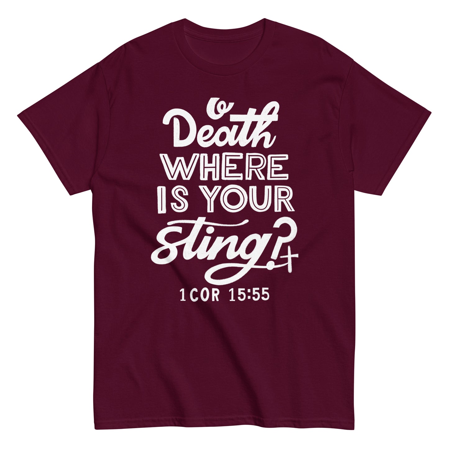 (Brandon's Letters) O Death Where Is Your Sting? Christian T-Shirt for Men and Women Kadosh Living