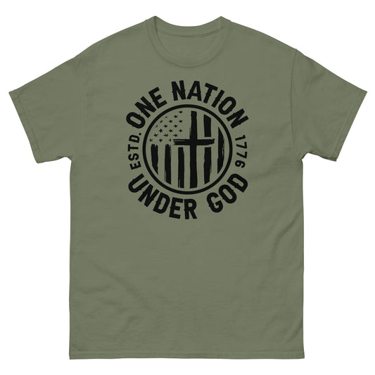 One Nation Under God Men's Christian T-Shirt (front version) Kadosh Life