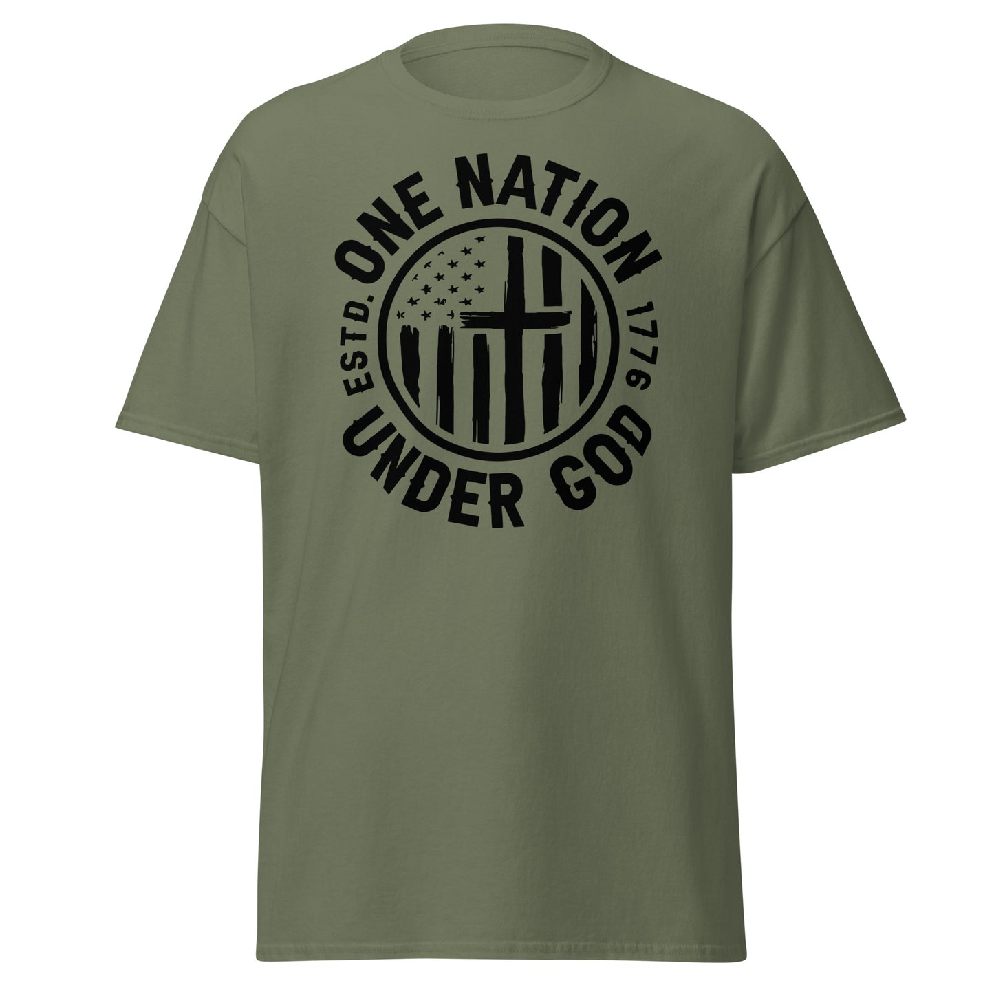 One Nation Under God Men's Christian T-Shirt (front version) Kadosh Life