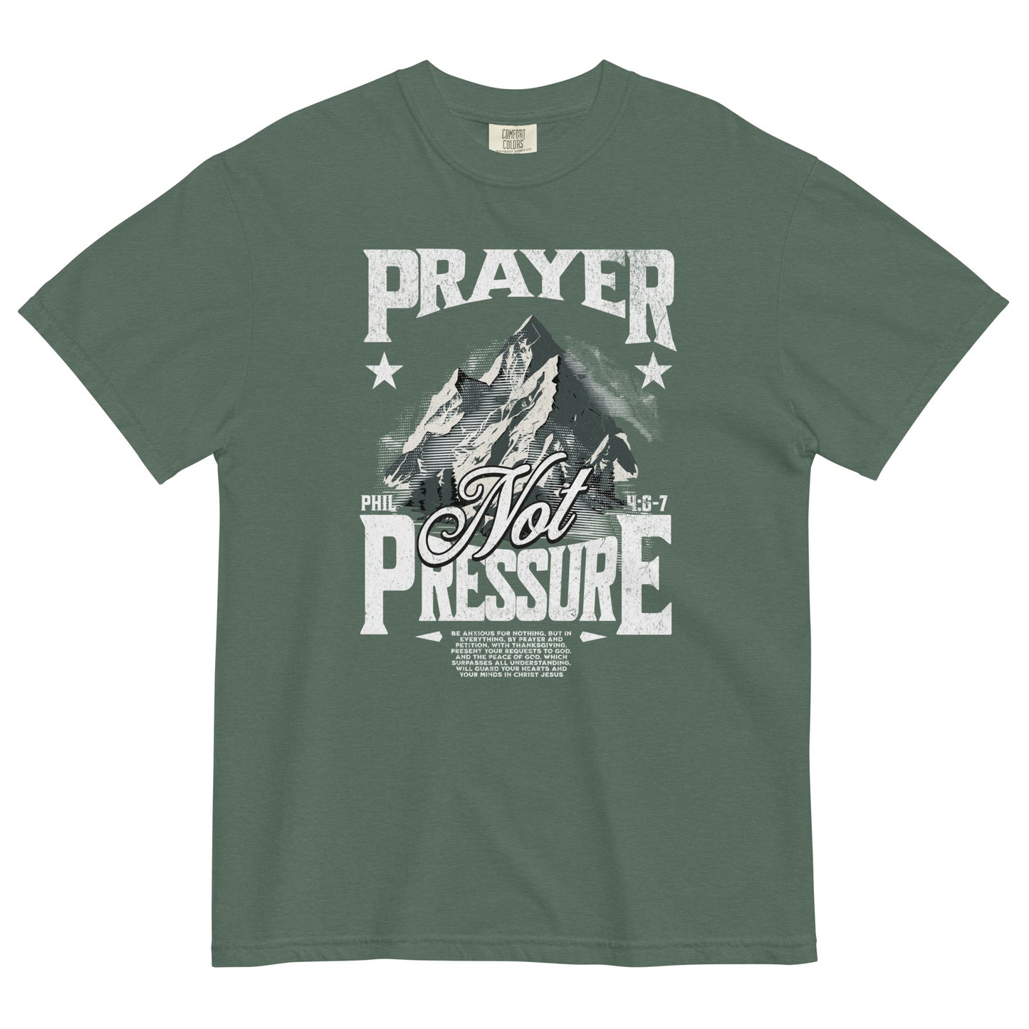 Prayer Not Pressure Philippians 4:6-7 Christian T-Shirt Kadosh Life