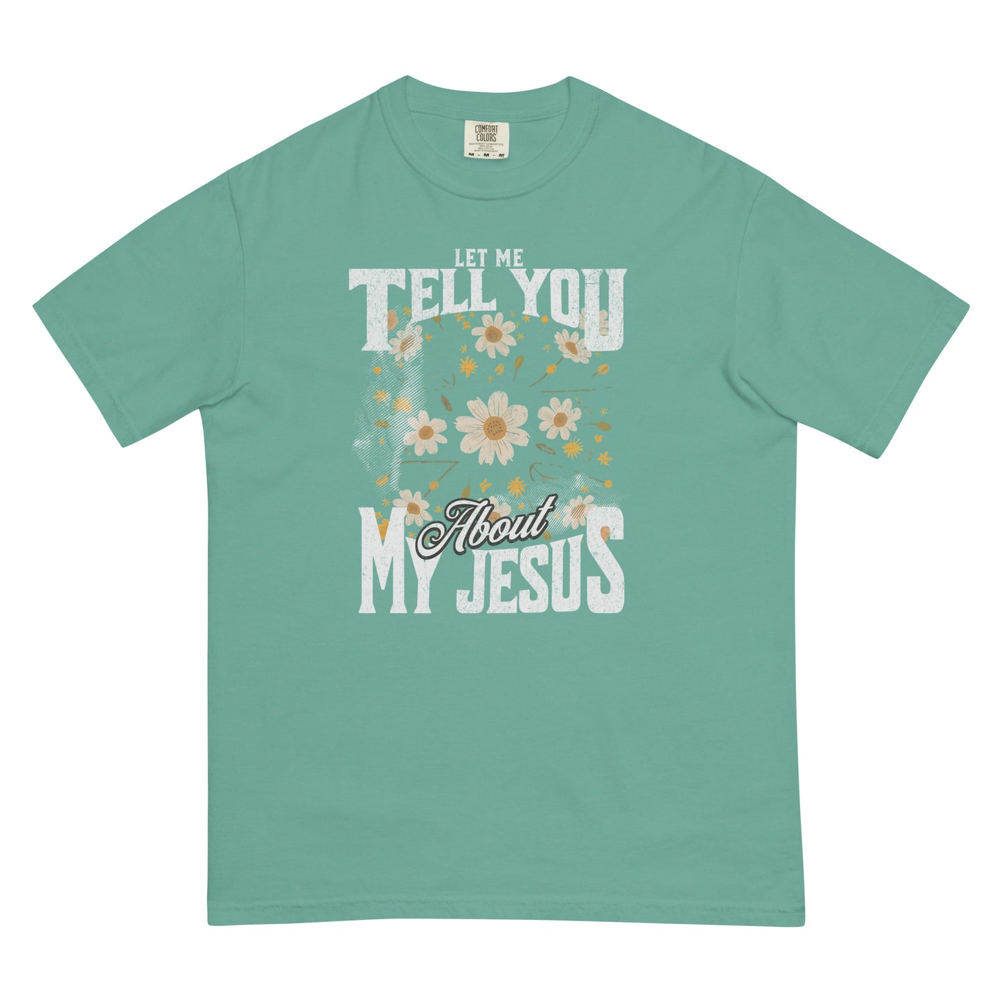 Let Me Tell You About My Jesus White Floral Women's Christian T-Shirt Kadosh Life