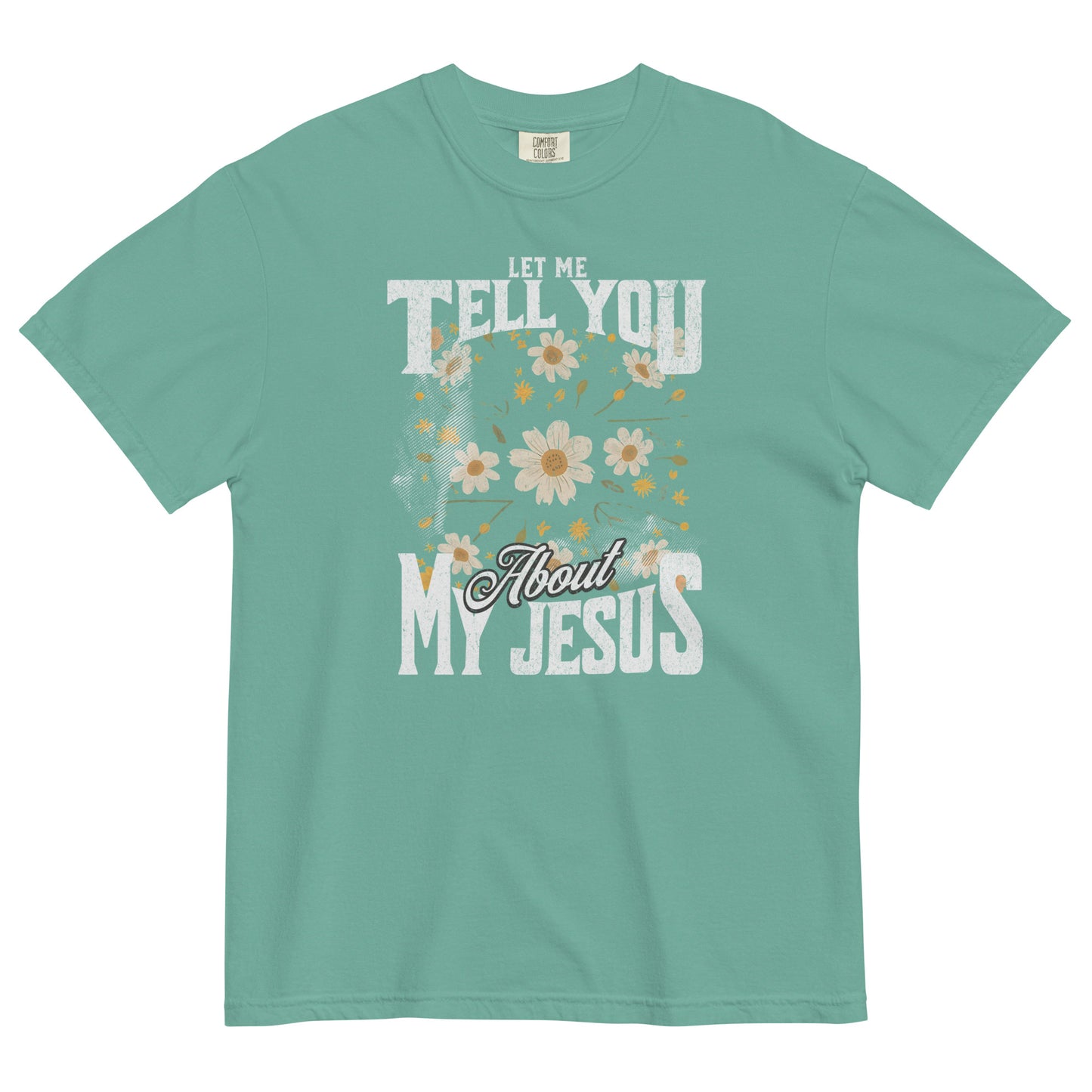 Let Me Tell You About My Jesus White Floral Women's Christian T-Shirt Kadosh Life