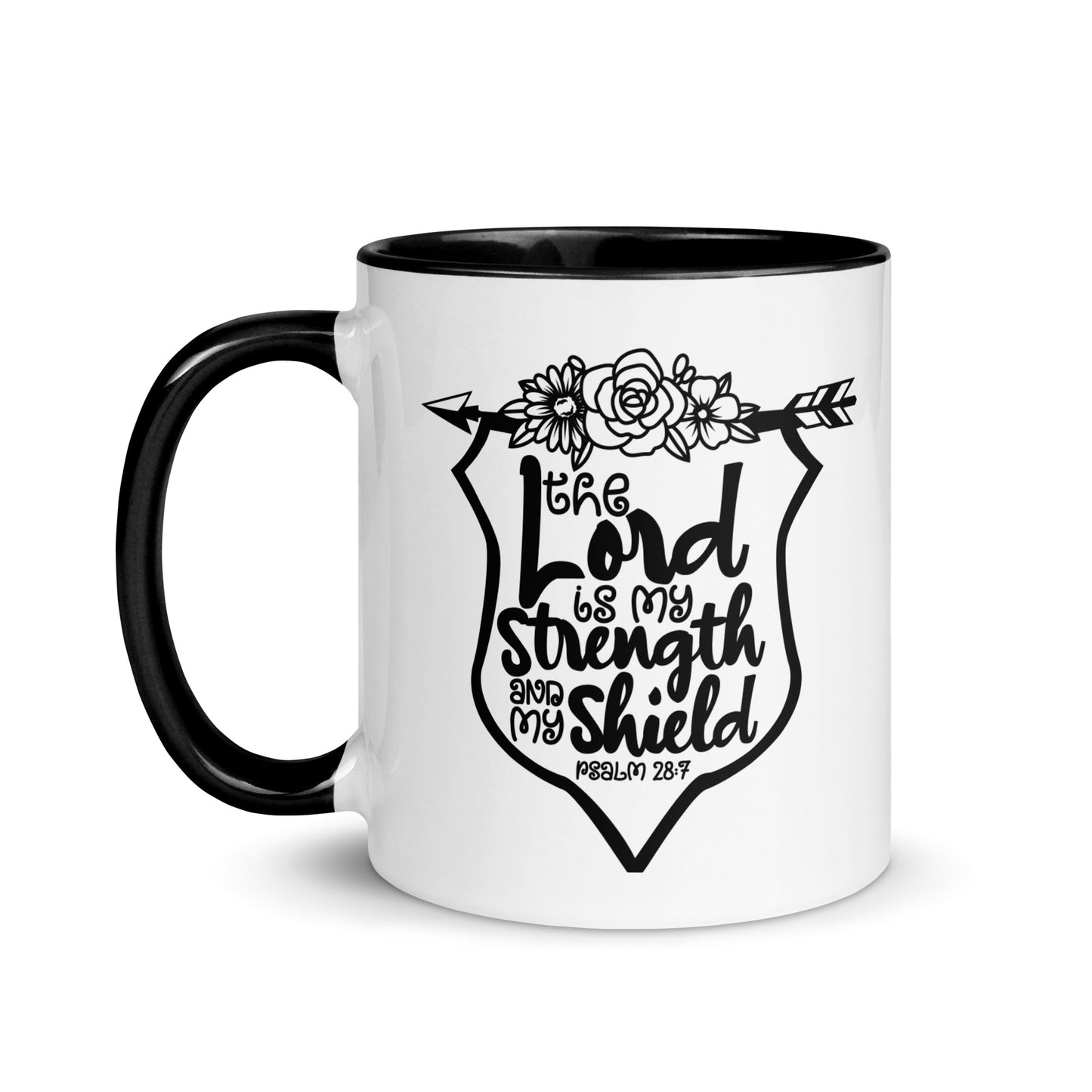 Faith Bible Verse Coffee Mug The Lord Is My Strength and My Shield Psalm 28:7 11 oz Kadosh Life