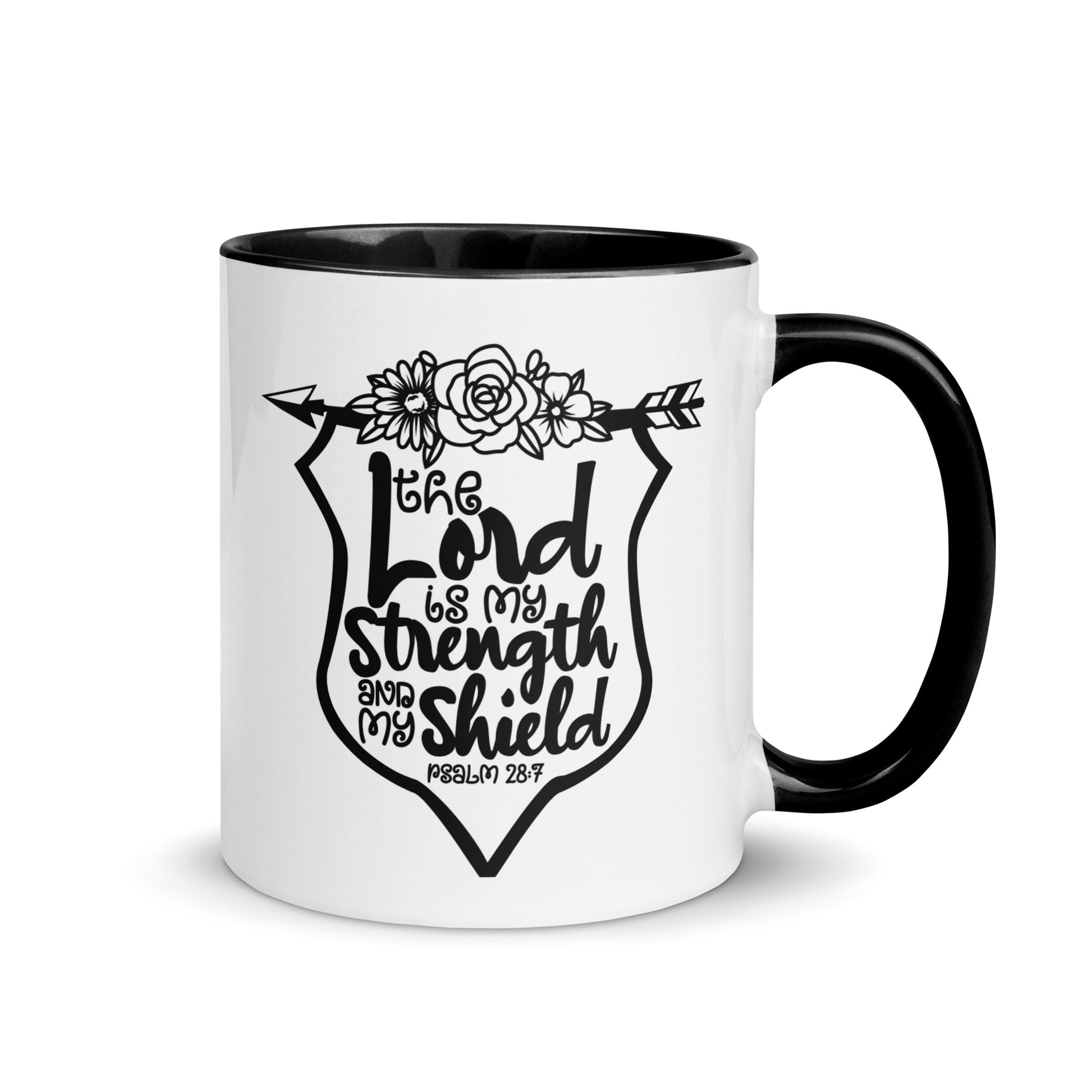 Faith Bible Verse Coffee Mug The Lord Is My Strength and My Shield Psalm 28:7 Kadosh Life